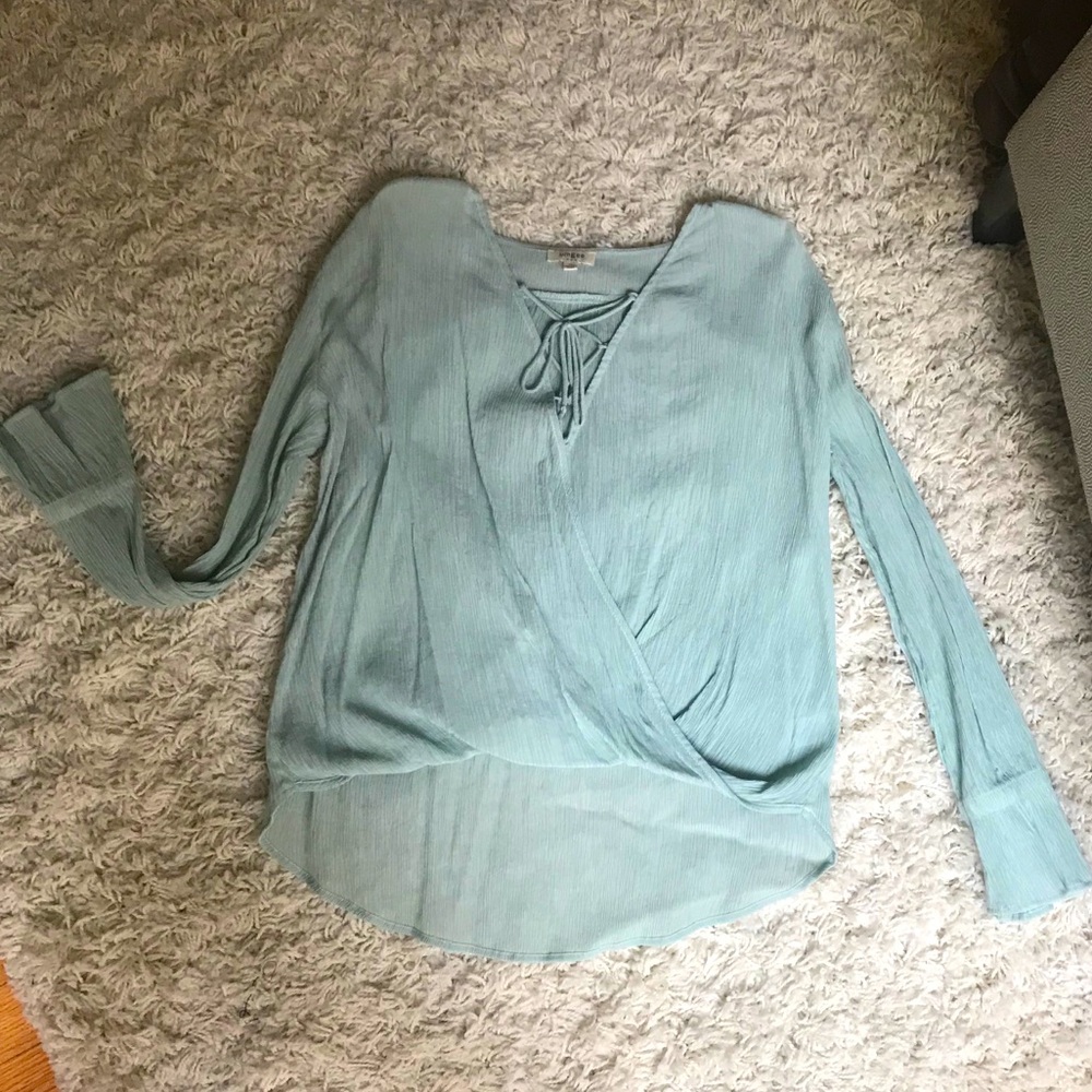 Umgee Twist Front Lace Up Blouse